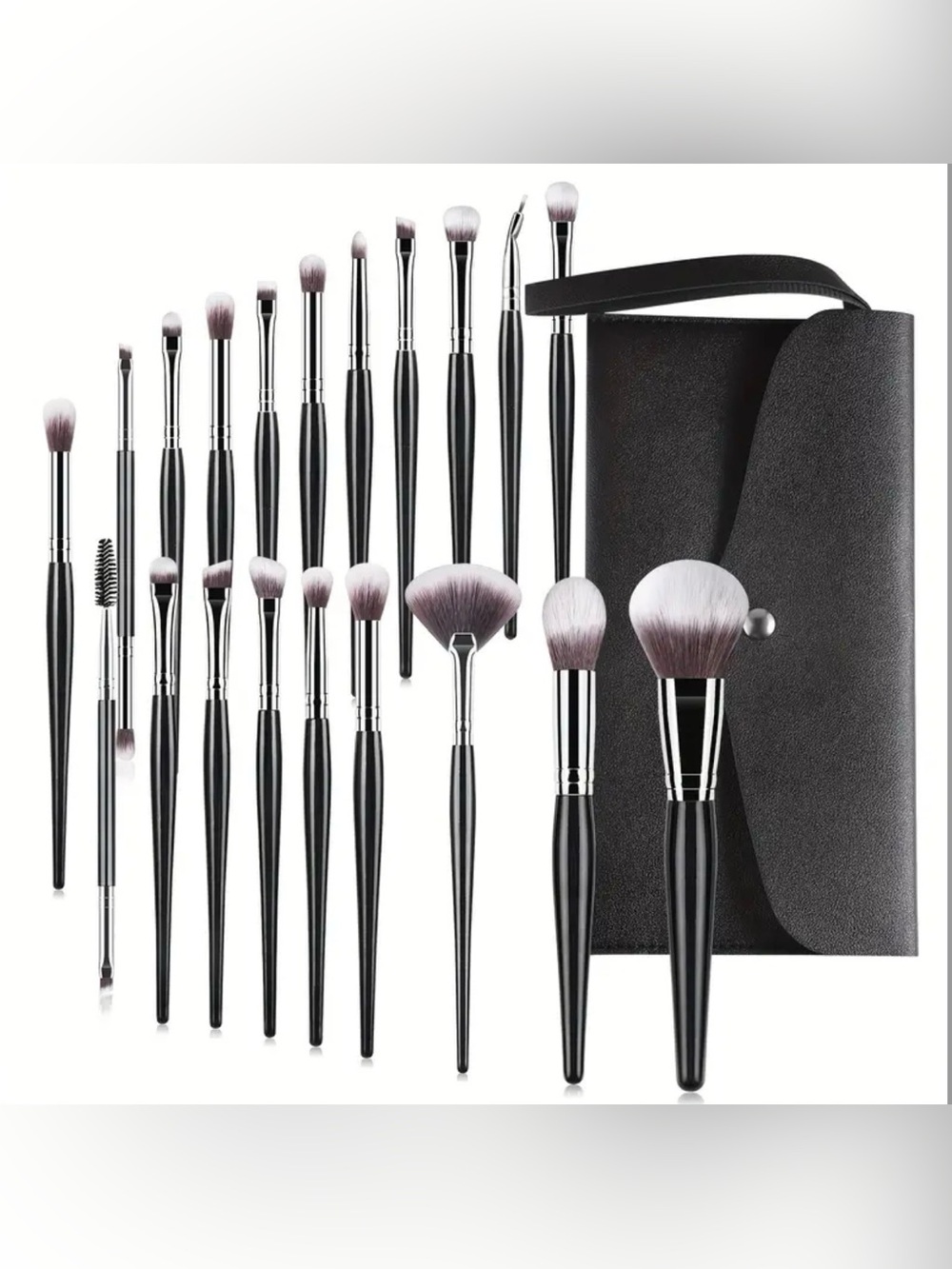 20-Piece Black Makeup Brush Set with Carry Case